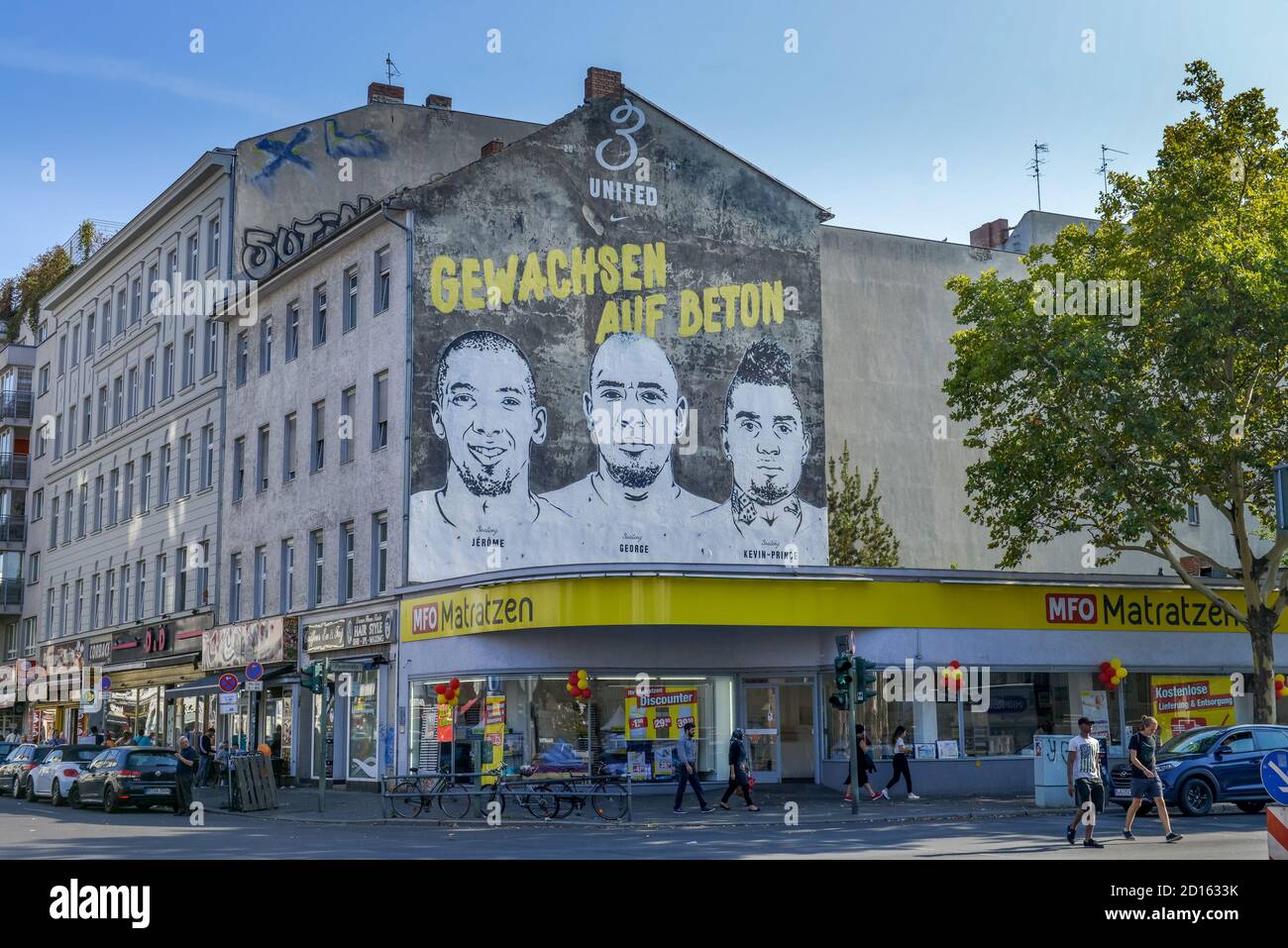 Foto di parete, fratelli Boateng, Badstrasse, Pankstrasse, sorgente minerale, medio, Berlino, Germania, Wandbild, Brueder Boateng, Gesundbrunnen, Mitte, DEU Foto Stock