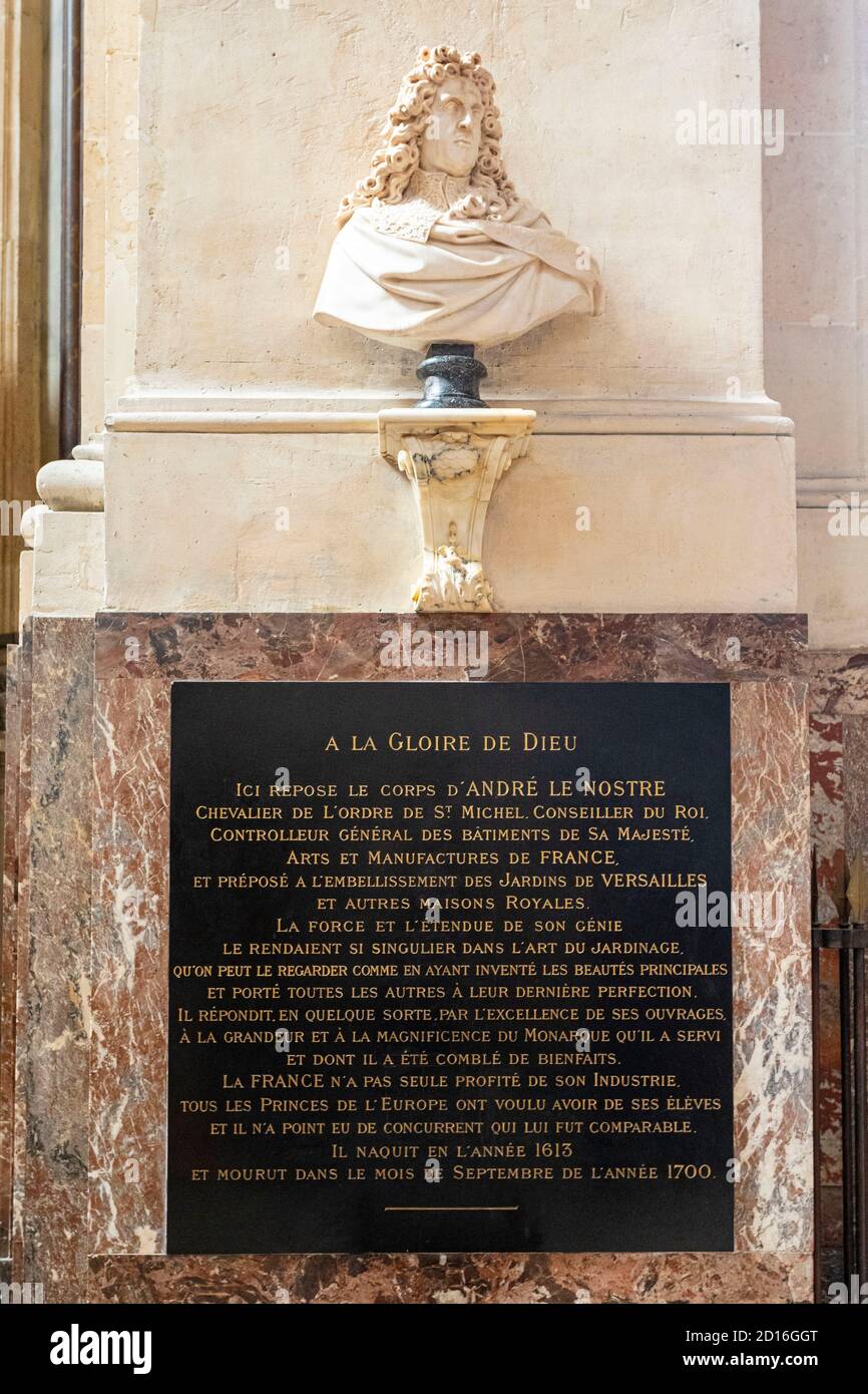 Francia, Parigi, Rue Saint Honore, chiesa barocca di Saint Roch a Parigi, tomba di Andre le nostre Foto Stock