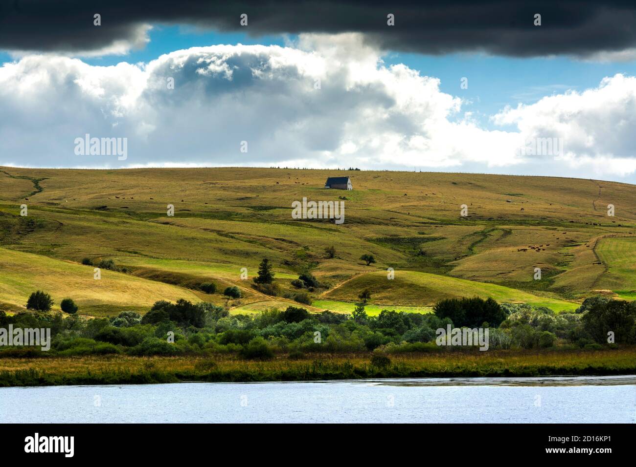 Fattoria nel massiccio di Cezallier, Parco Naturale Regionale dei Volcans d'Auvergne, Puy de Dome, Francia, Europa Foto Stock