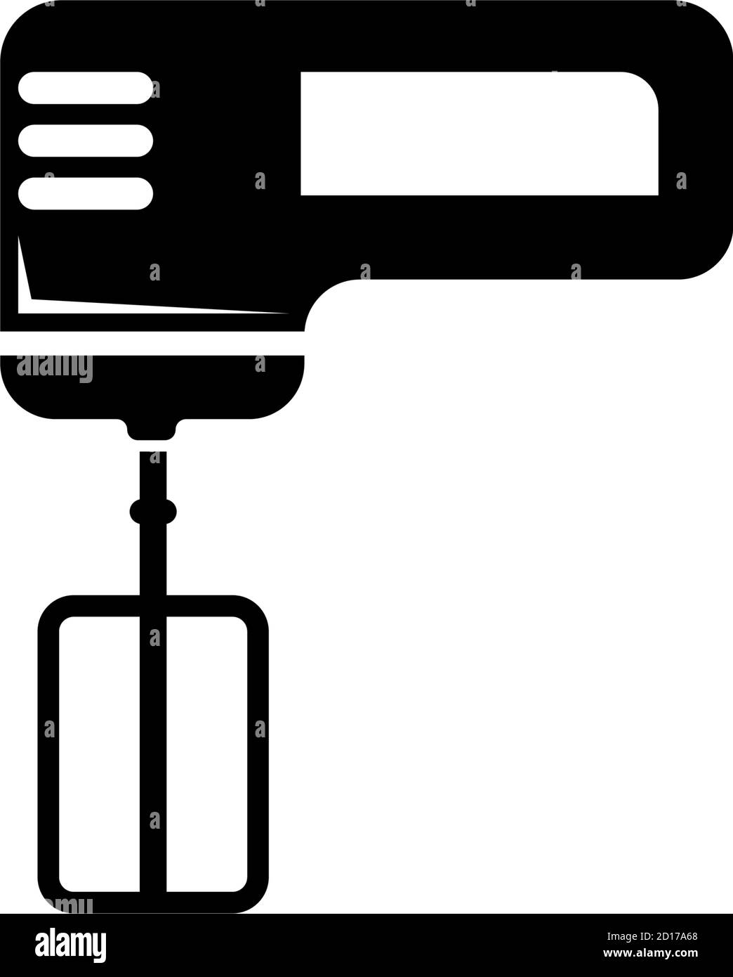 Cucina Mixer elettrico per mani con frusta. Illustrazione dell'icona Flat Vector. Semplice simbolo nero su sfondo bianco. Cucina Mixer elettrico e frusta Illustrazione Vettoriale