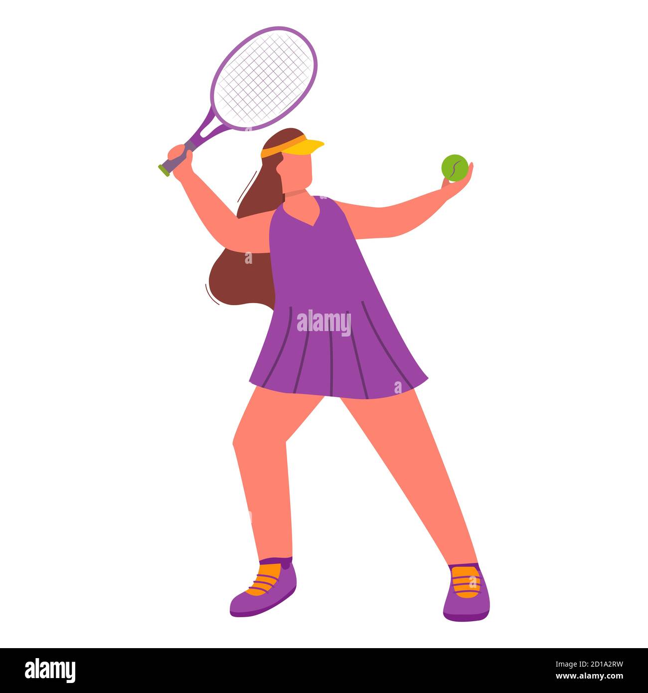 Donna tennis giocatore con un gioco racket.Sport ragazza artoon carattere. Illustrazione Vettoriale