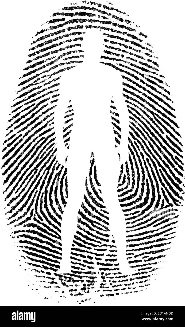 Silhouette uomo con impronta digitale Foto Stock