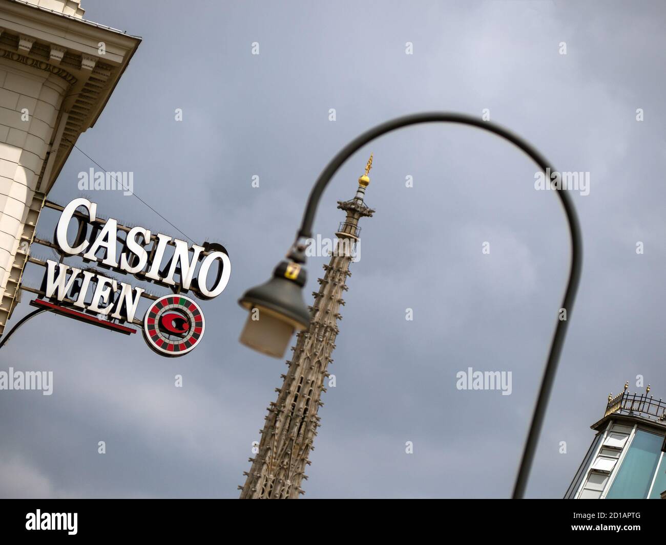 VIENNA, AUSTRIA - 14 LUGLIO 2019: Firma per Casino Wein Foto Stock