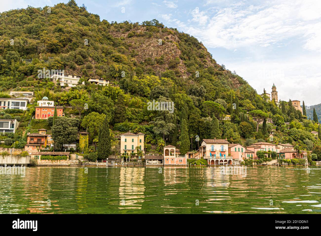 Il comune di Morcote sul Lago di Lugano in Ticino, Circolo di Carona, Svizzera Foto Stock