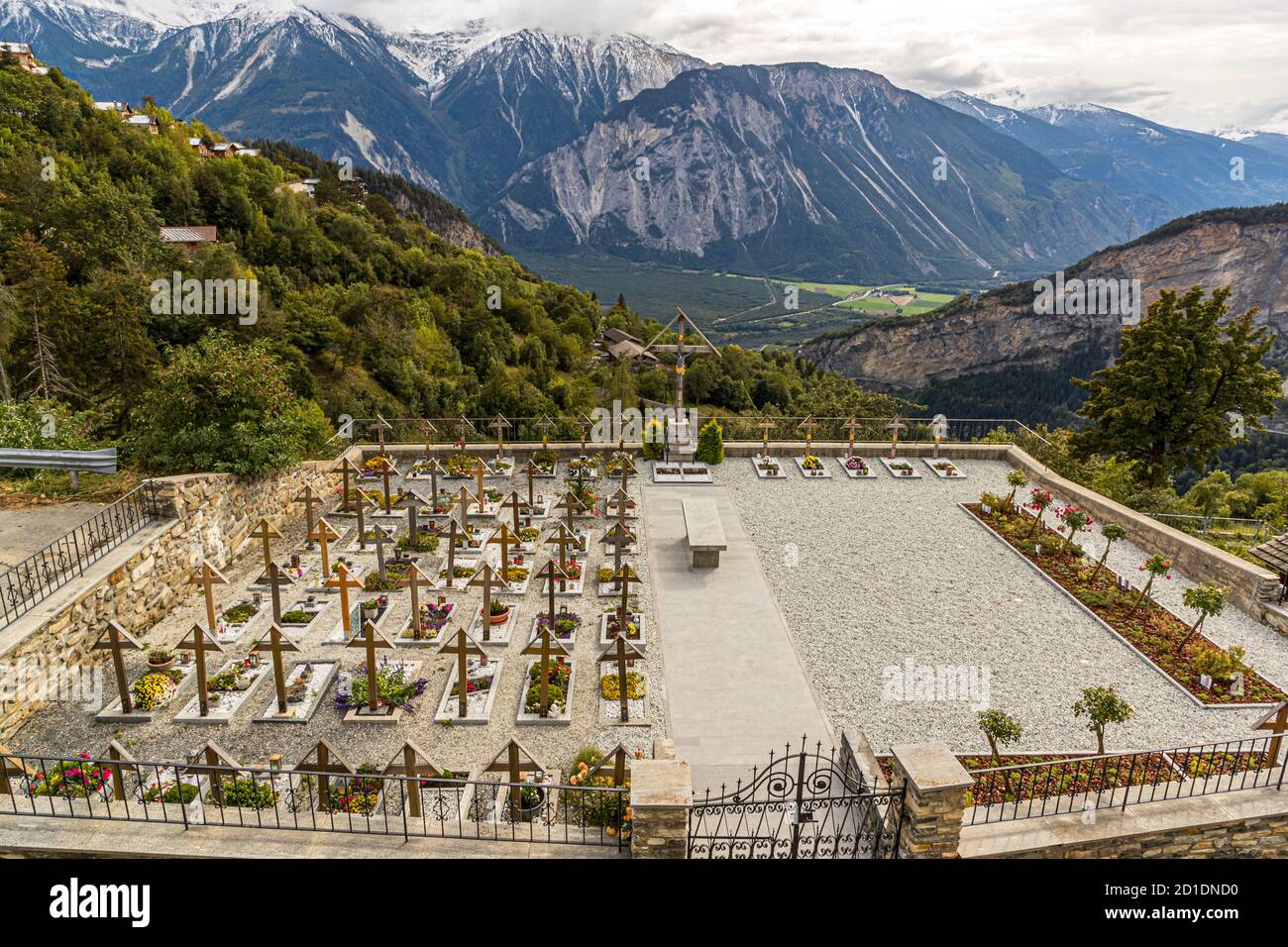 Cimitero di Albinen, Svizzera Foto Stock