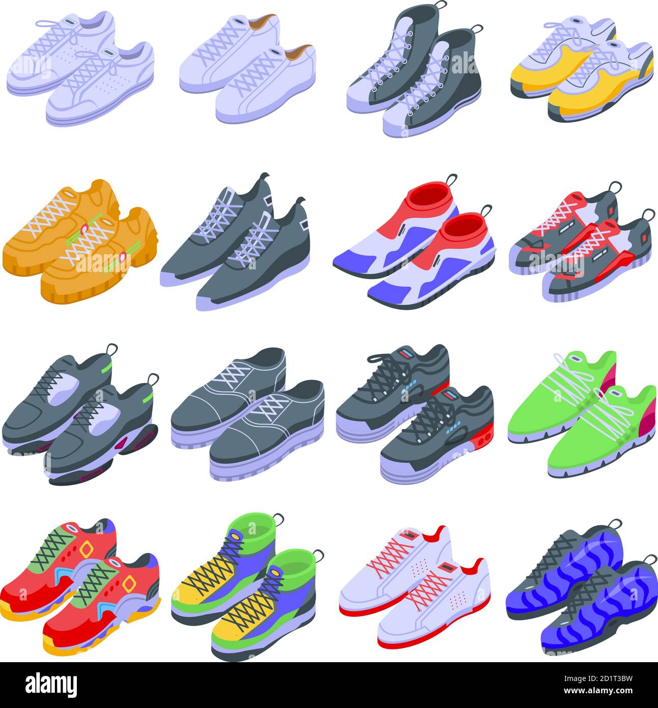 Set di icone sneakers, stile isometrico Illustrazione Vettoriale