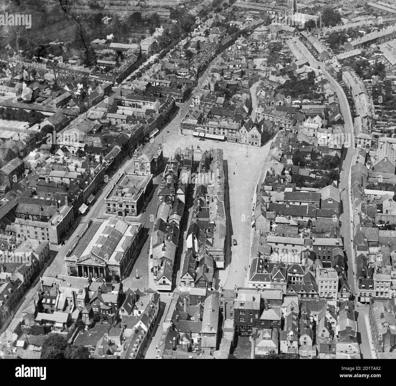 BURY ST EDMUNDS, SUFFOLK. Veduta aerea del mercato, Bury St Edmunds. Fotografato nel giugno 1920. Aerofilms Collection (vedi link). Foto Stock