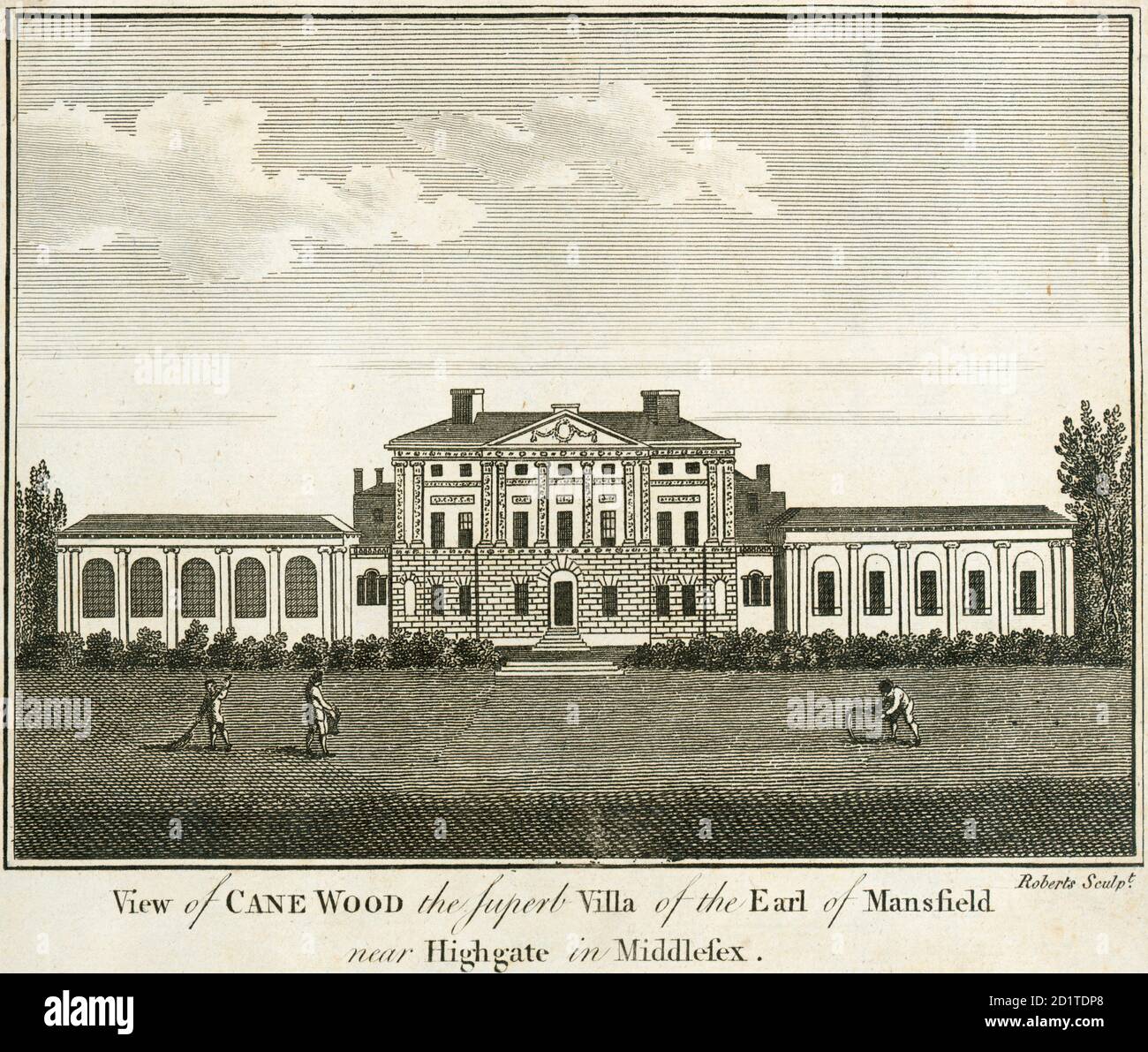 KENWOOD HOUSE, Hampstead Lane, Highgate, Londra. 'Vista di cane Wood, la superba villa del conte di Mansfield vicino Highgate a Middlesex'. Vista sul lato sud o sul giardino. Incisione datata 1770. COLLEZIONE MAYSON BEETON Foto Stock KENWOOD HOUSE, Hampstead Lane, Highgate, Londra. 'Vista di cane Wood, la superba villa del conte di Mansfield vicino Highgate a Middlesex'. Vista sul lato sud o sul giardino. Incisione datata 1770. COLLEZIONE MAYSON BEETON Foto Stock