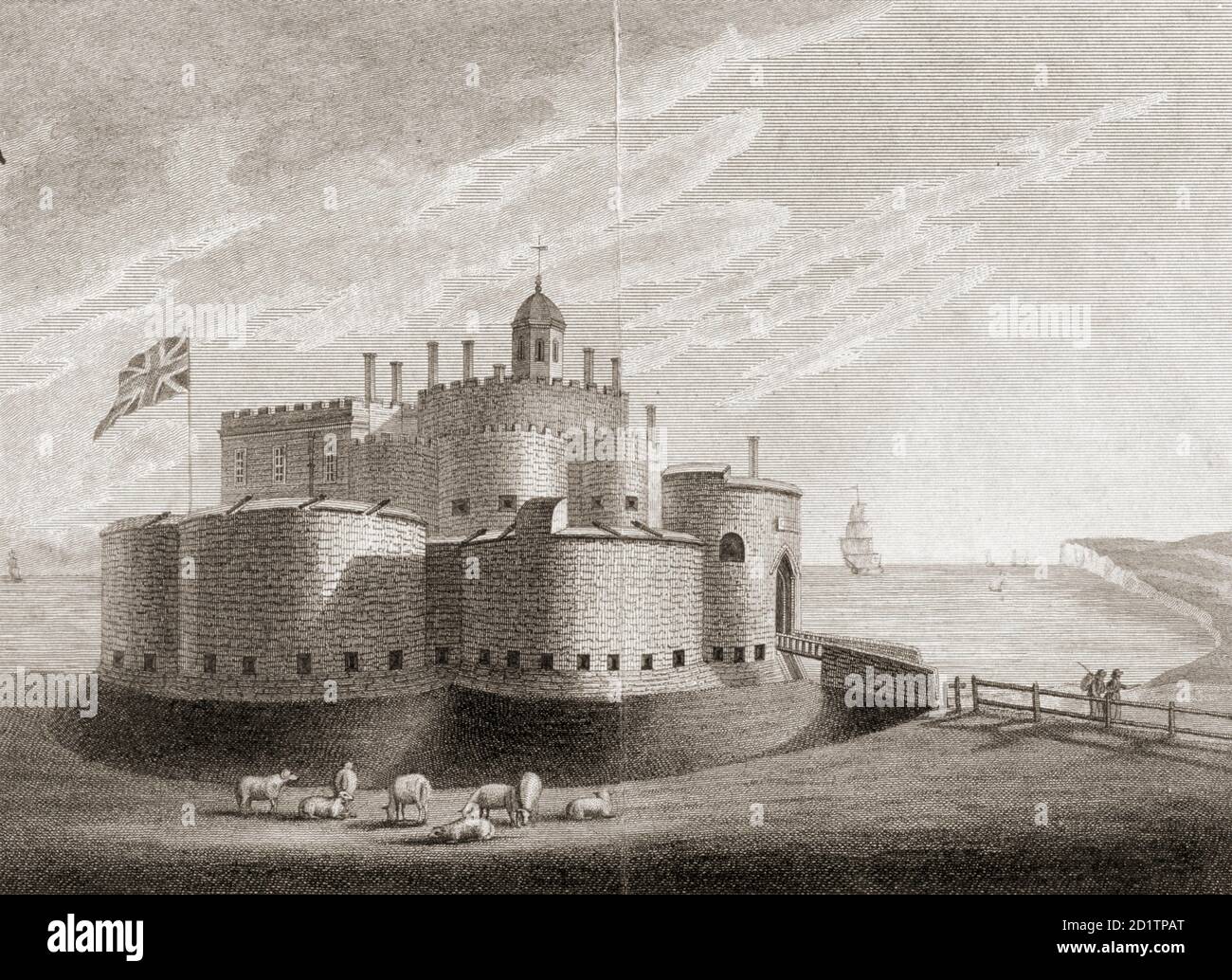 WALMER CASTLE, Kent. Collezione di foto della Regina Madre. Incisione del Castello di Deal. Foto Stock