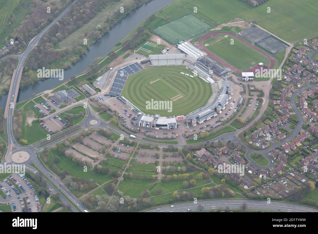 Durham County Cricket Ground, County Durham, 2014, Regno Unito. Vista aerea. Foto Stock