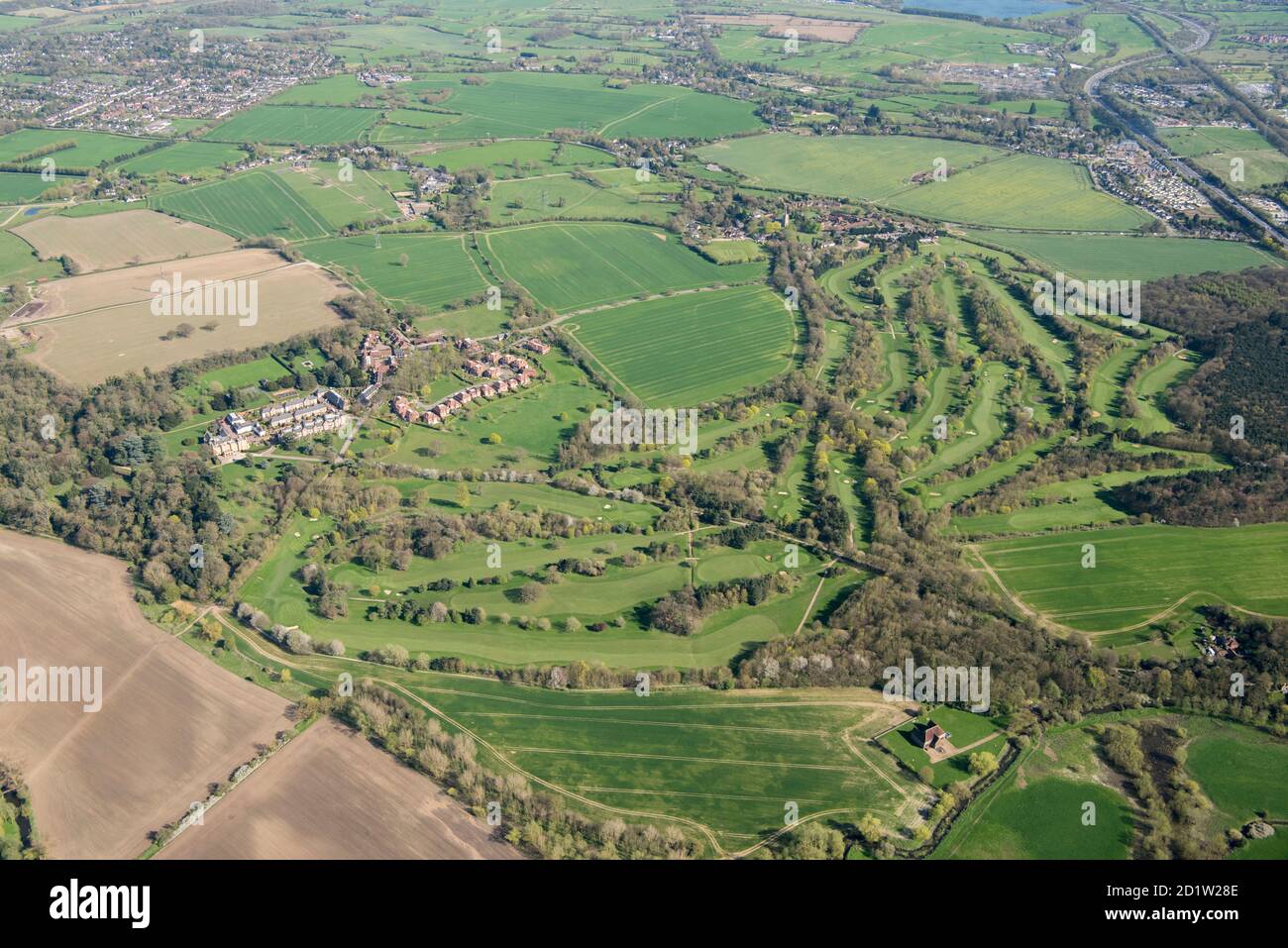 Wall Hall, Humphry Repton ha prodotto un libro rosso nel 1803, Watford, Hertfordshire, Regno Unito. Vista aerea. Foto Stock