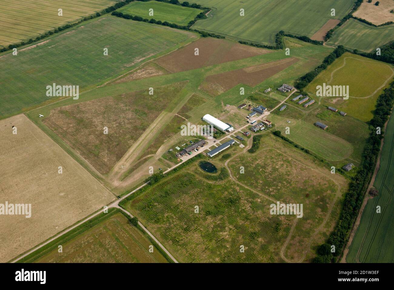 Stow Maries WWI Airfield, Essex, 2014. Vista aerea. Foto Stock