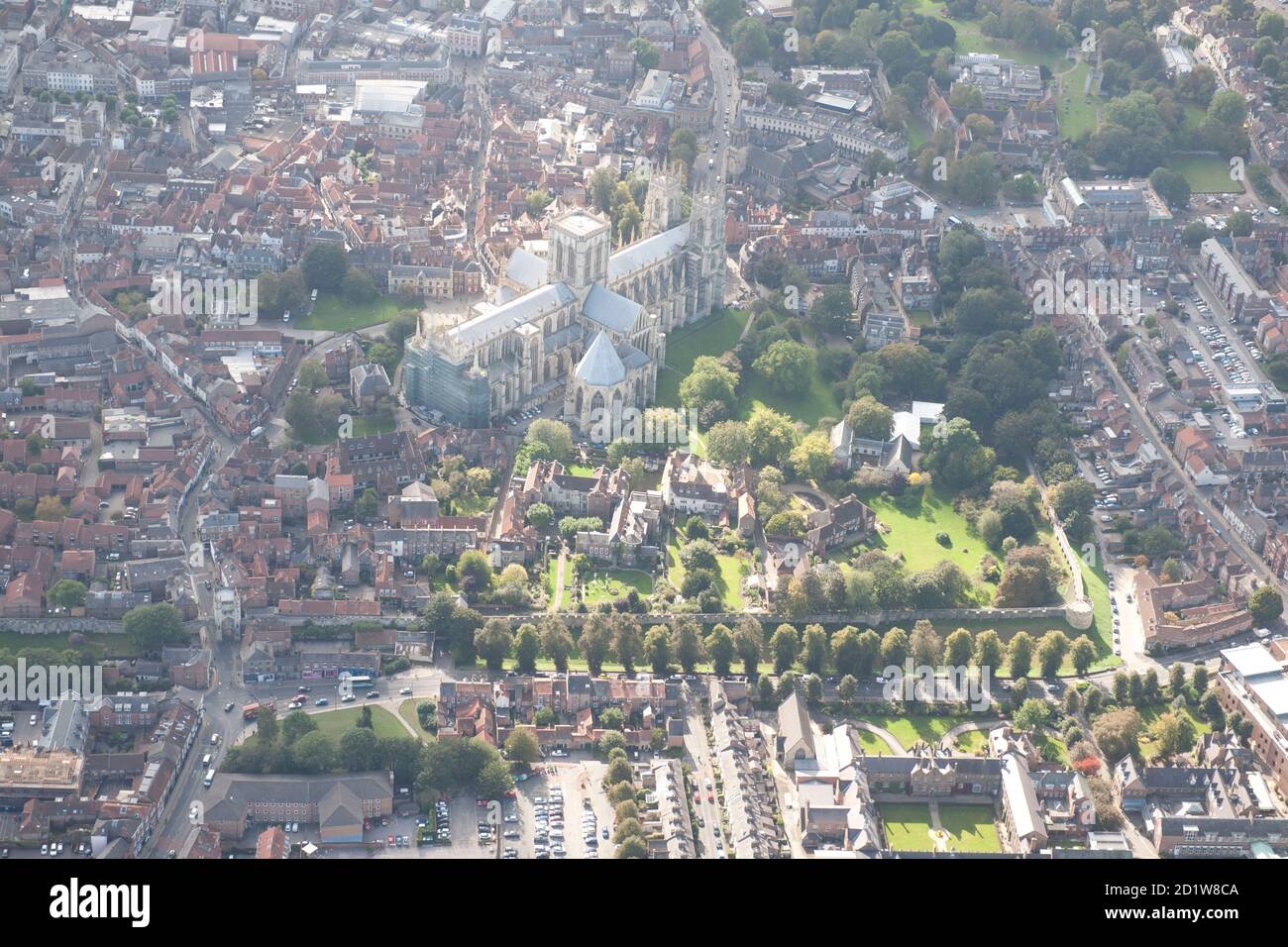 Cattedrale Chiesa di San Pietro, York Minster, York. Vista aerea. Foto Stock