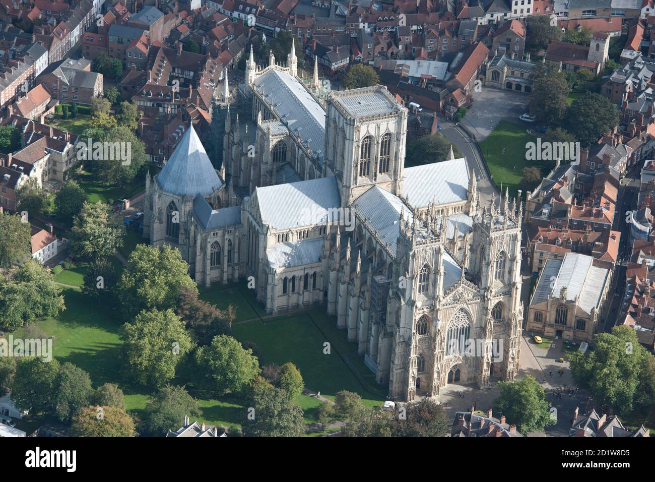 Cattedrale Chiesa di San Pietro, York Minster, York. Vista aerea. Foto Stock