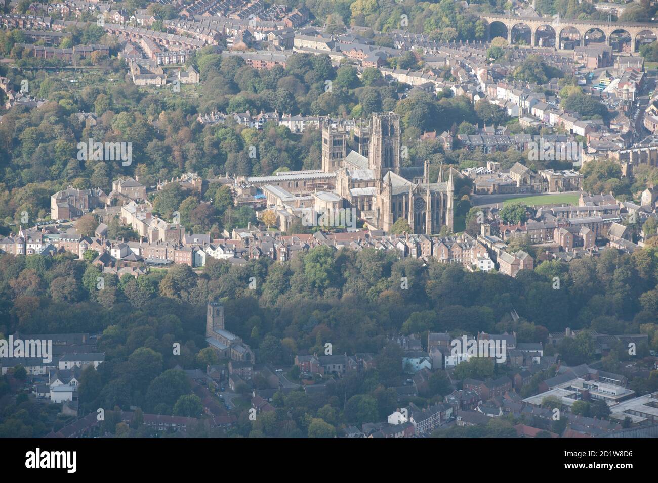 Durham Cathedral, Durham. Vista aerea. Foto Stock