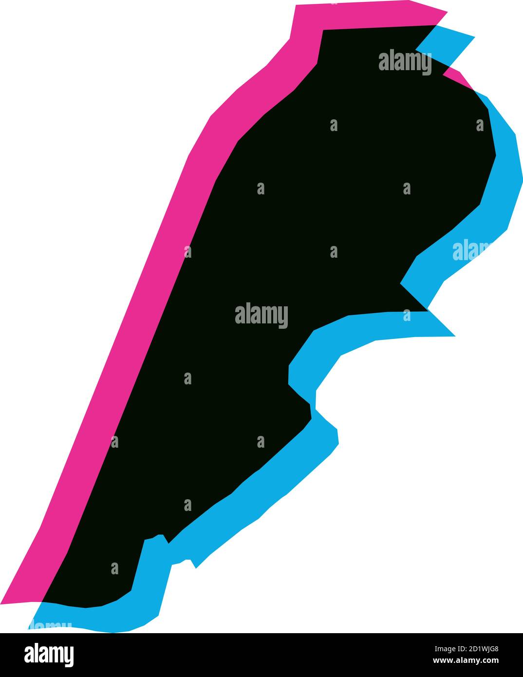 Profilo del paese libanese con effetto di aberrazione cromatica. Illustrazione Vettoriale