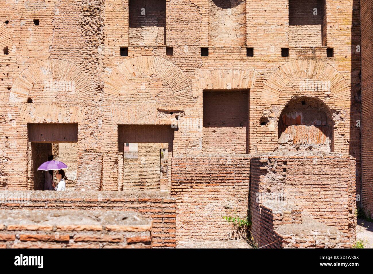 Antichi resti romani sul Colle Palatino, Roma, Italia. Foto Stock