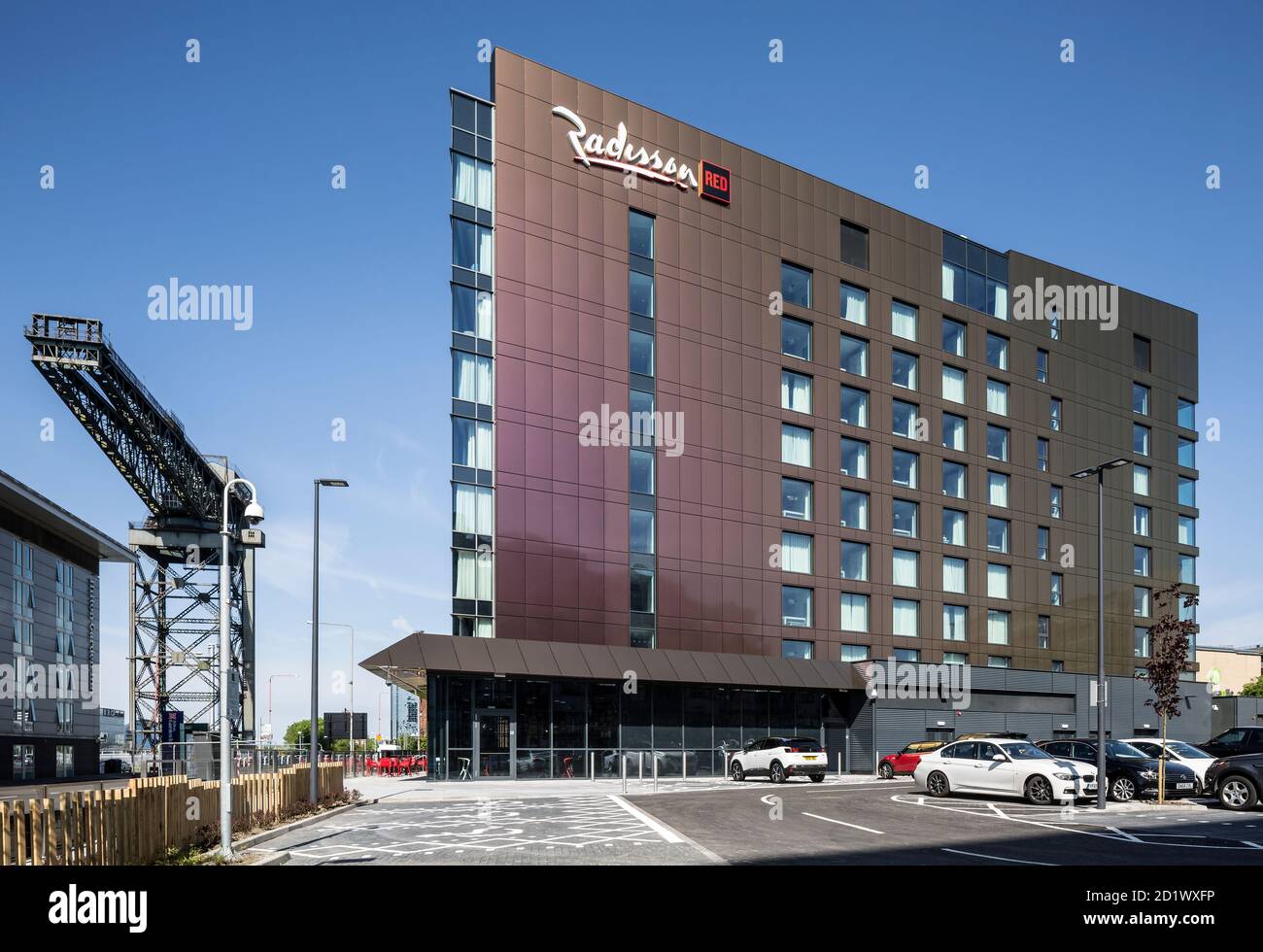 Vista esterna del Radisson RED Hotel, Glasgow, Scozia, Regno Unito, con 174 camere. Foto Stock