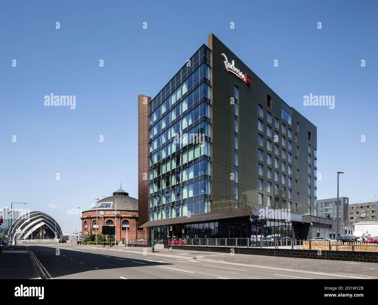 Vista esterna del Radisson RED Hotel, Glasgow, Scozia, Regno Unito, con 174 camere. Foto Stock