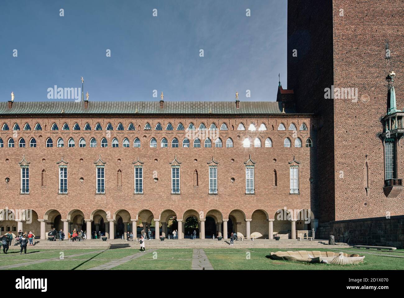 Il municipio di Stoccolma, completato nel 1923, è costruito con otto milioni di mattoni, Stoccolma, Svezia. Foto Stock