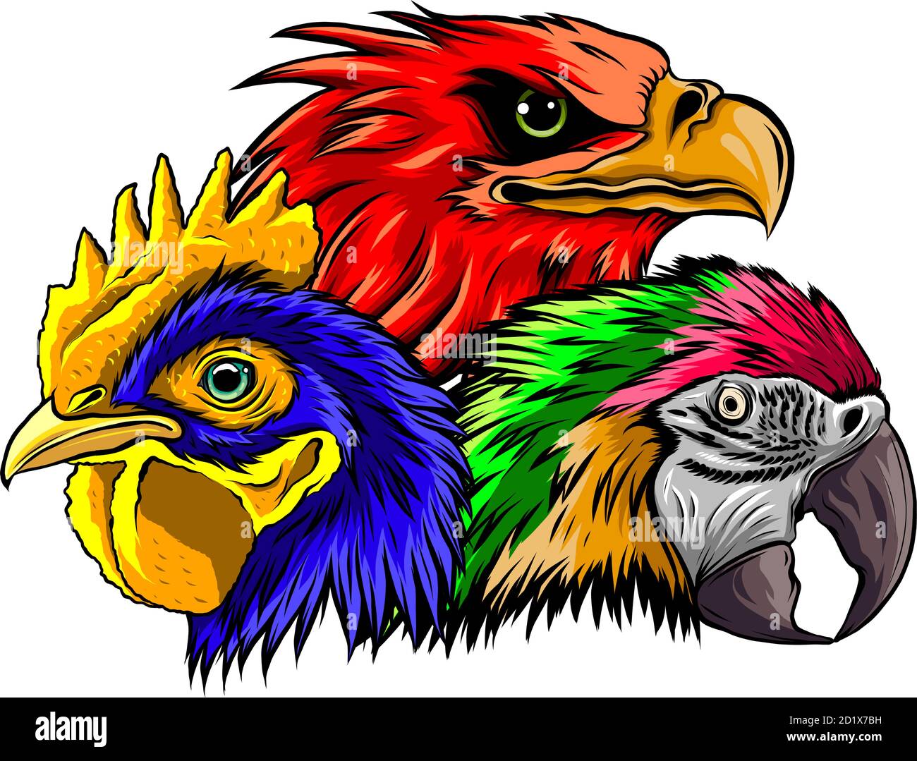 Icona del logo dell'illustrazione vettoriale della testa del pappagallo ART Illustrazione Vettoriale