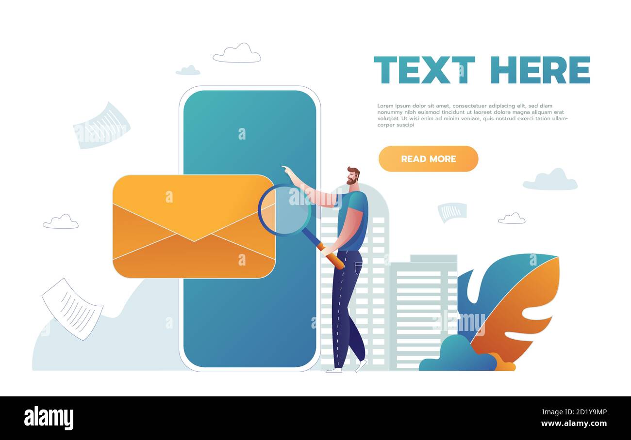 Servizio di protezione e-mail, messaggistica Internet, concetto di Flat Vector per la sicurezza delle reti online. Illustrazione Vettoriale
