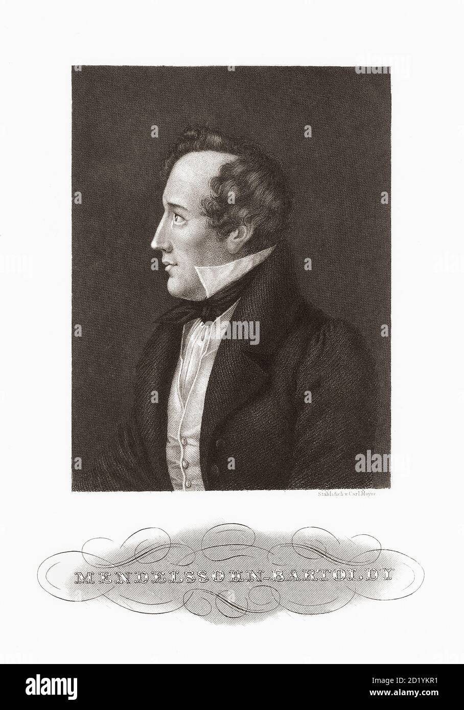 Jakob Ludwig Felix Mendelssohn Bartholdy, 1809–1847, nato come Felix Mendelsssohn. Compositore, pianista, organista e direttore tedesco del primo periodo romantico. Foto Stock