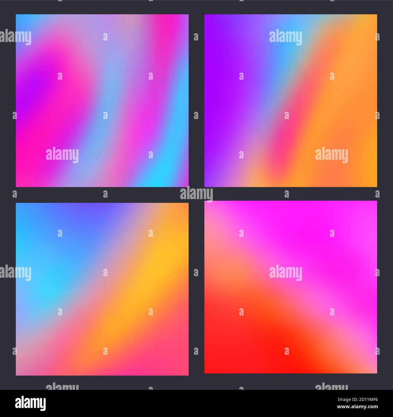 Un insieme di sfondi liquidi trendy multicolore gradiente Illustrazione Vettoriale