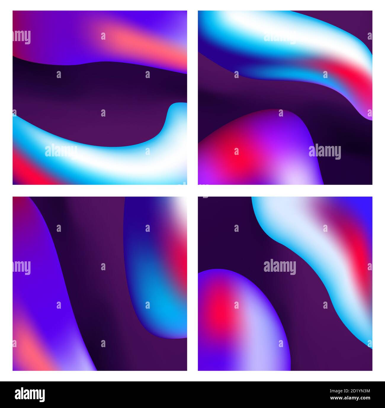 Un insieme di sfondi liquidi di tendenza viola scuro gradiente ultravioletto Illustrazione Vettoriale