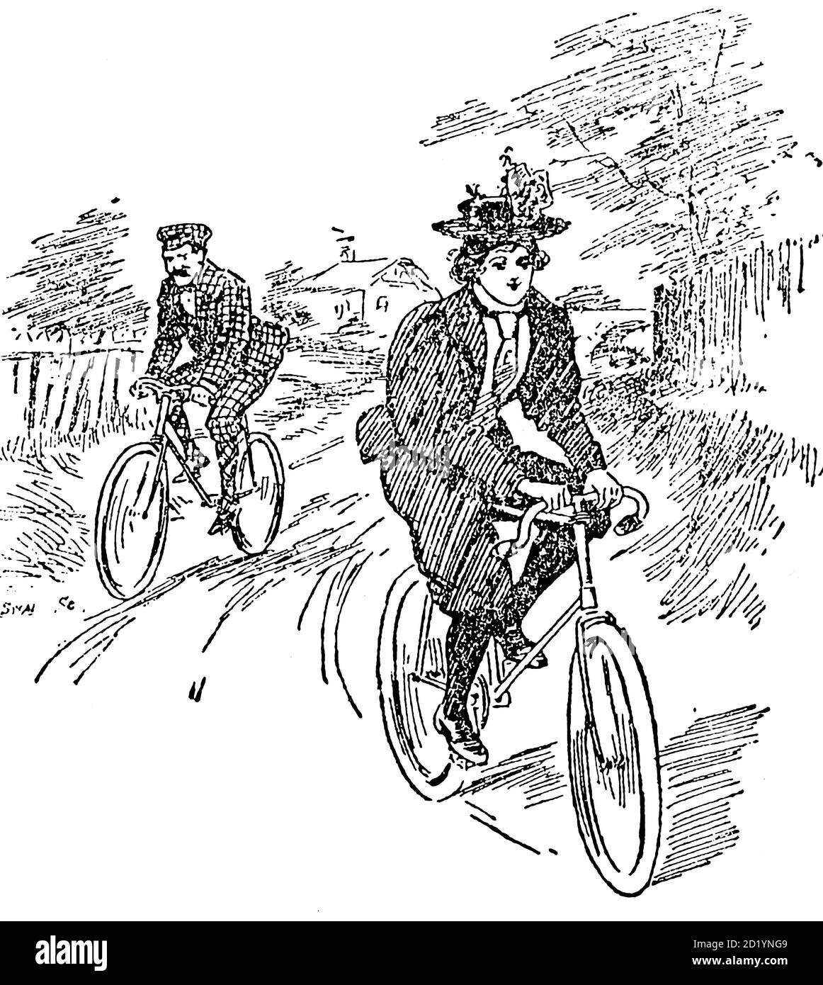 Fine del 19 ° secolo libera spirited donna su una bicicletta da sulla strada per la salute e la felicità di Charles A. Vogeler Company [Pubblicità] Pubblicazione data 1897 [prossima cosa che vorrà votare] Foto Stock