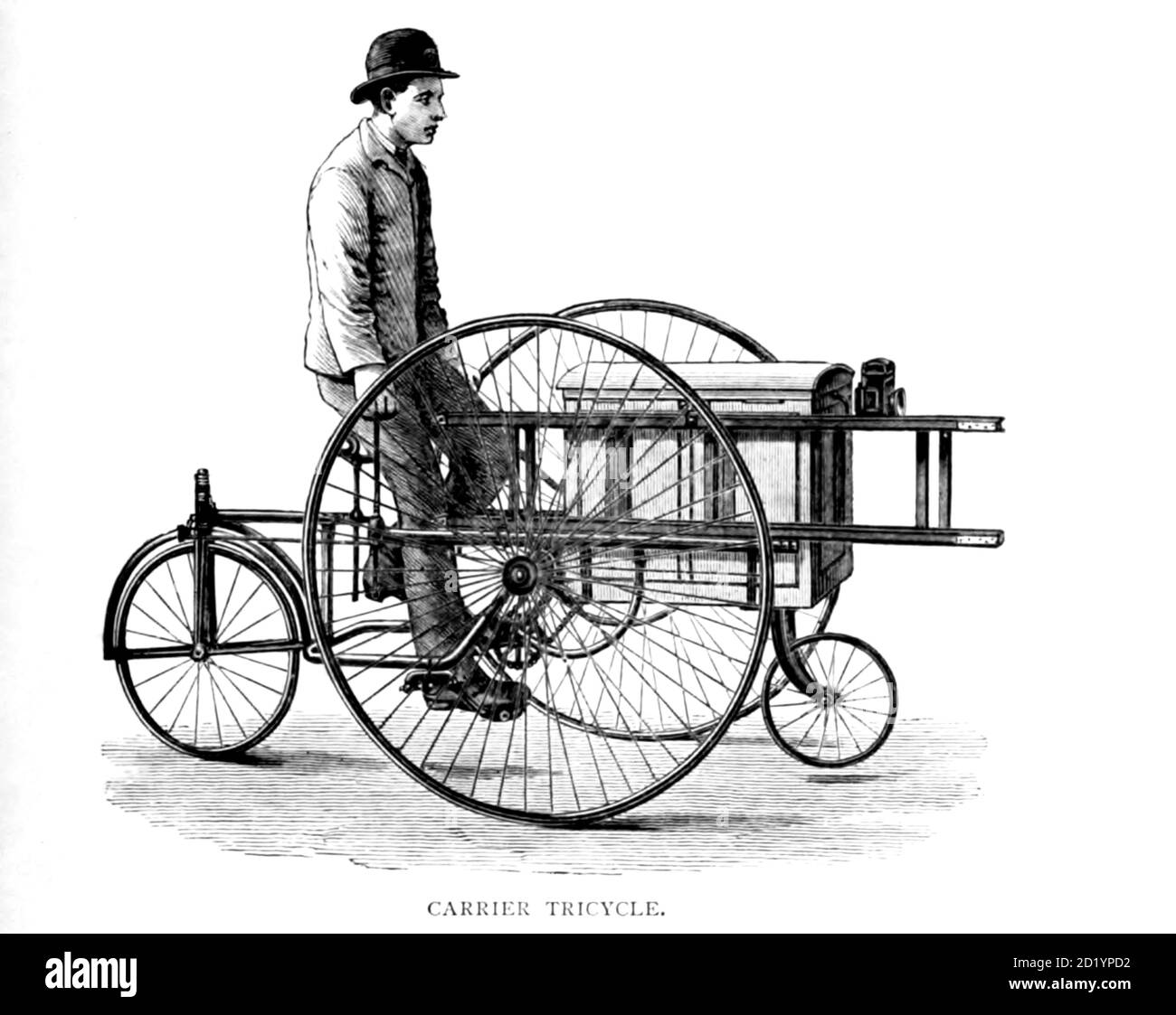Workman trasporta i suoi attrezzi su un triciclo del vettore dal Ciclismo dall'onno. Di destra Earl di Albemarle, William Coutts Keppel, (1832-1894) e George Lacy Hillier (1856-1941); Joseph Pennell (1857-1926) pubblicato da Londra e Bombay: Longmans, Green e Co. Nel 1896. La Biblioteca Badminton Foto Stock
