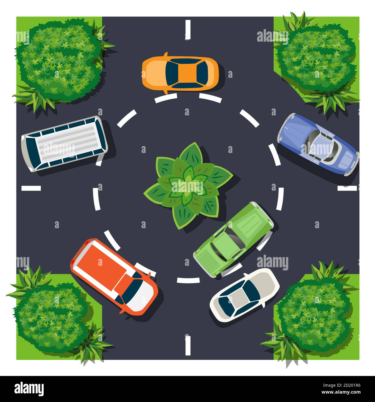 La vista dall'alto è una mappa di città con infrastrutture cittadine Illustrazione Vettoriale