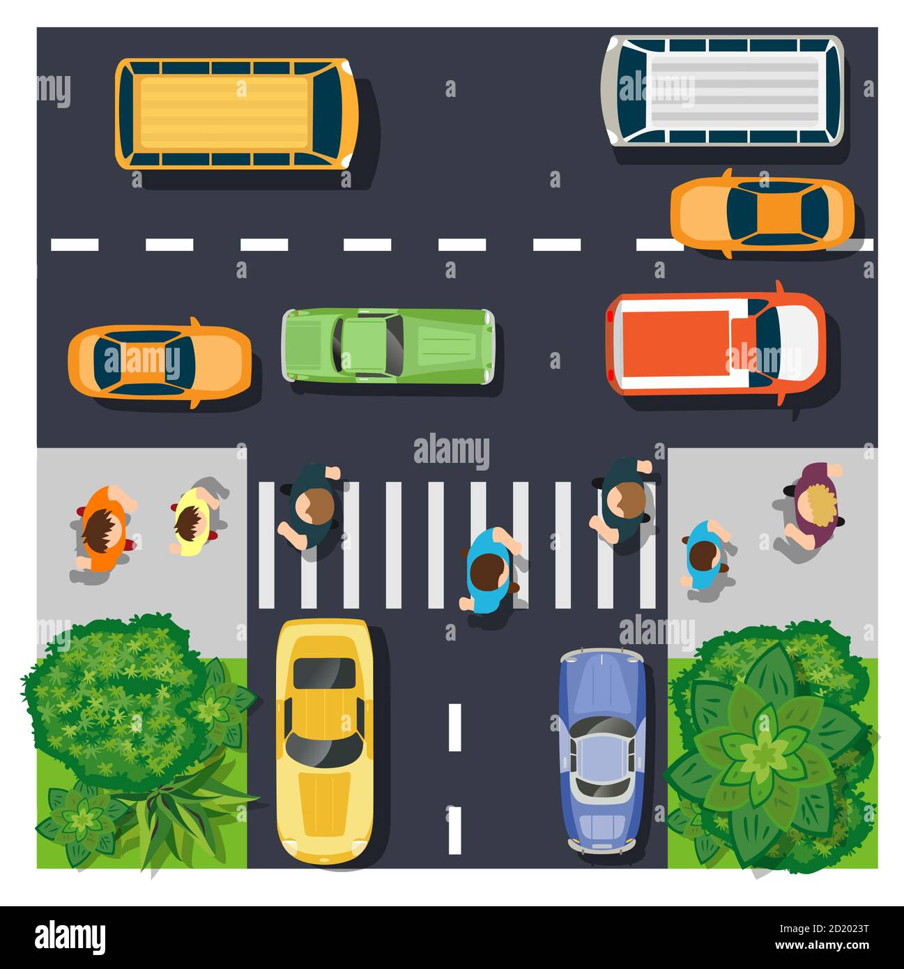 La vista dall'alto è una mappa di città con infrastrutture cittadine Illustrazione Vettoriale