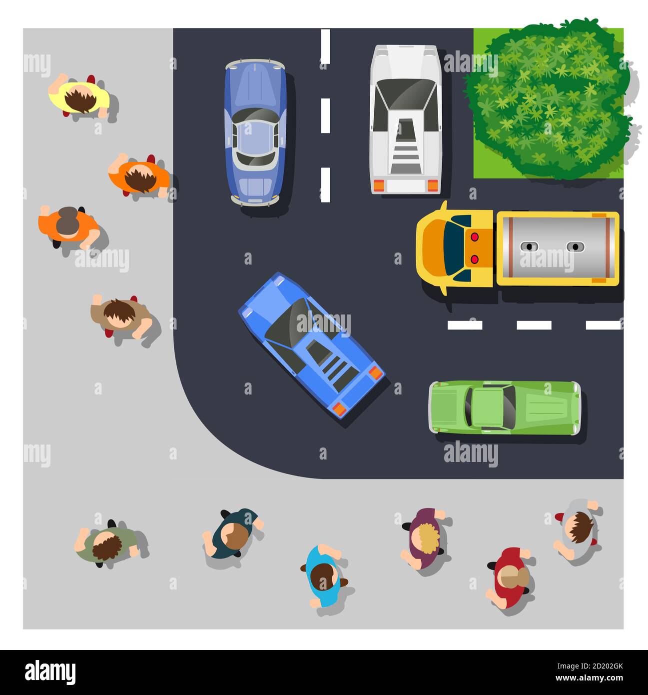 La vista dall'alto è una mappa di città con infrastrutture cittadine Illustrazione Vettoriale