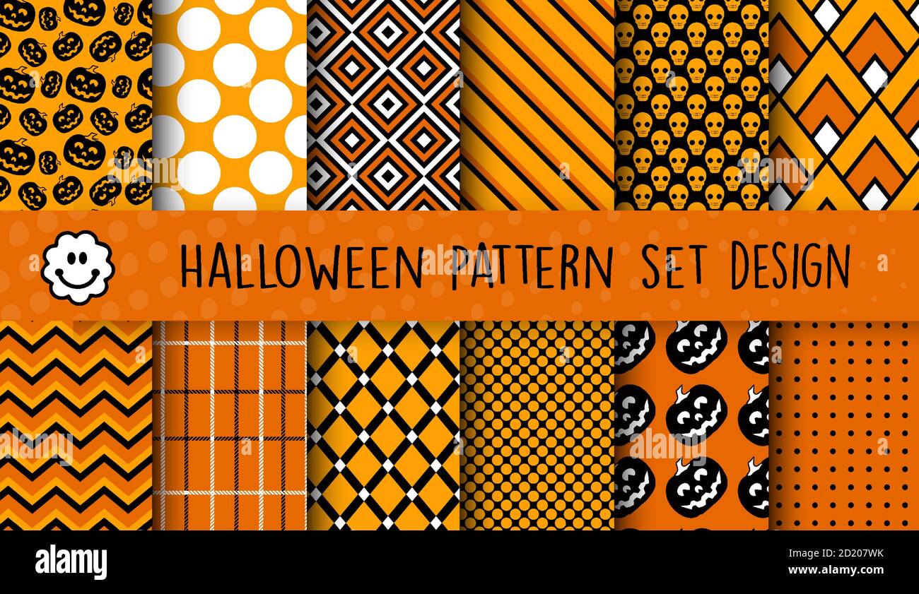 Un insieme di modelli di Halloween per il commercio, album, decorazione Illustrazione Vettoriale