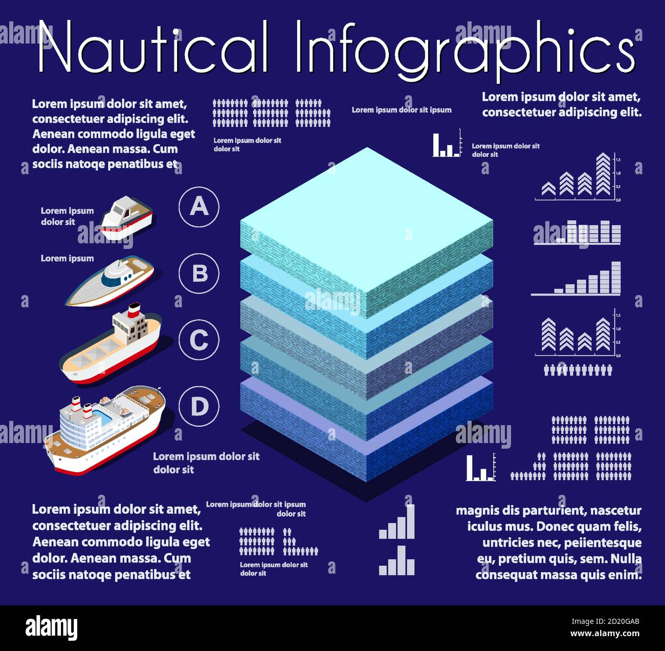 Infografiche nautiche strati geologici e sotterranei di terreno sotto il isometrica Illustrazione Vettoriale
