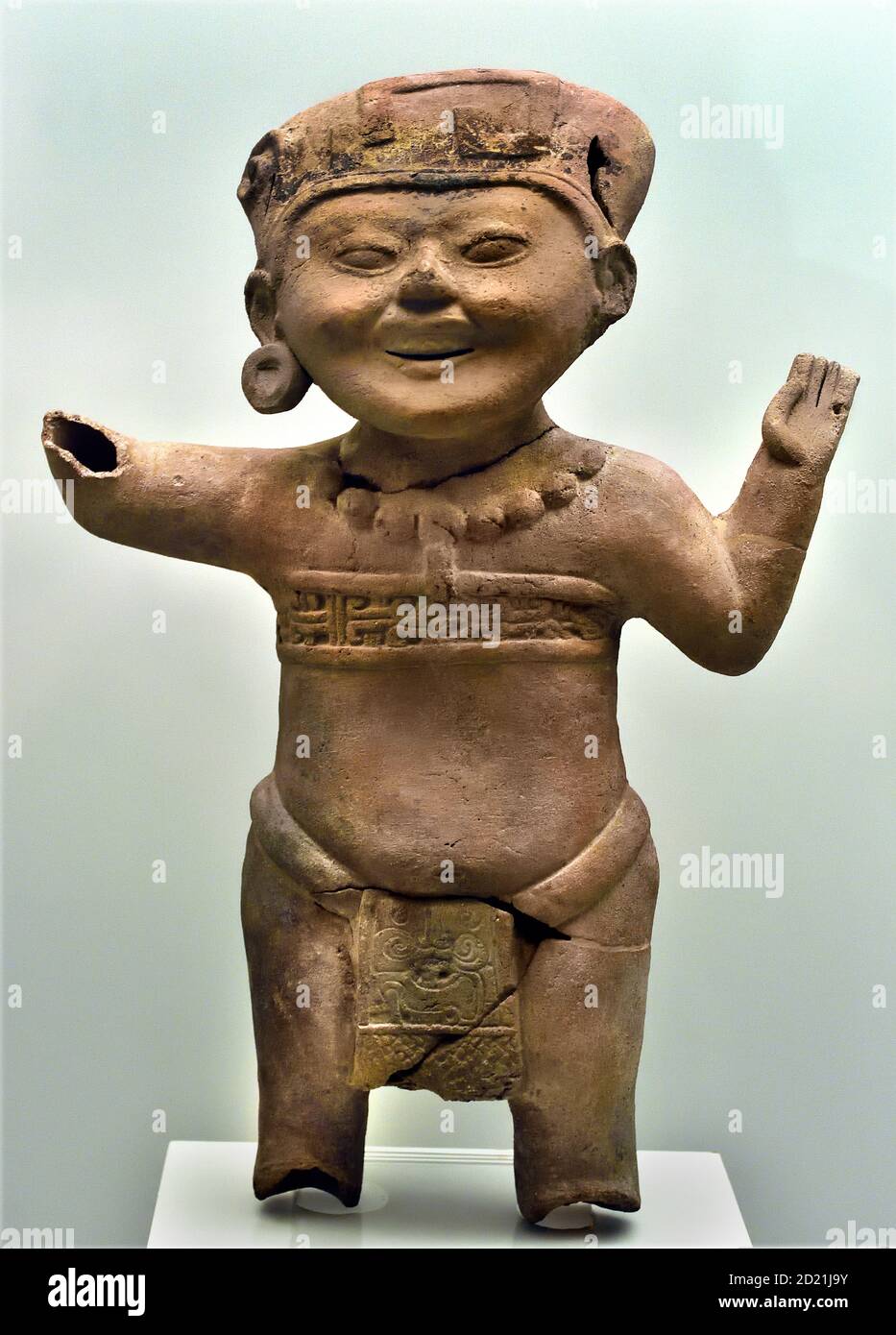 Sorridente figura umana. Ceramica. El Tajin cultura. Fase Remojadas, superiore II Periodo classico medio e tardo (400-900 d.C.). Messico, messicani, Foto Stock