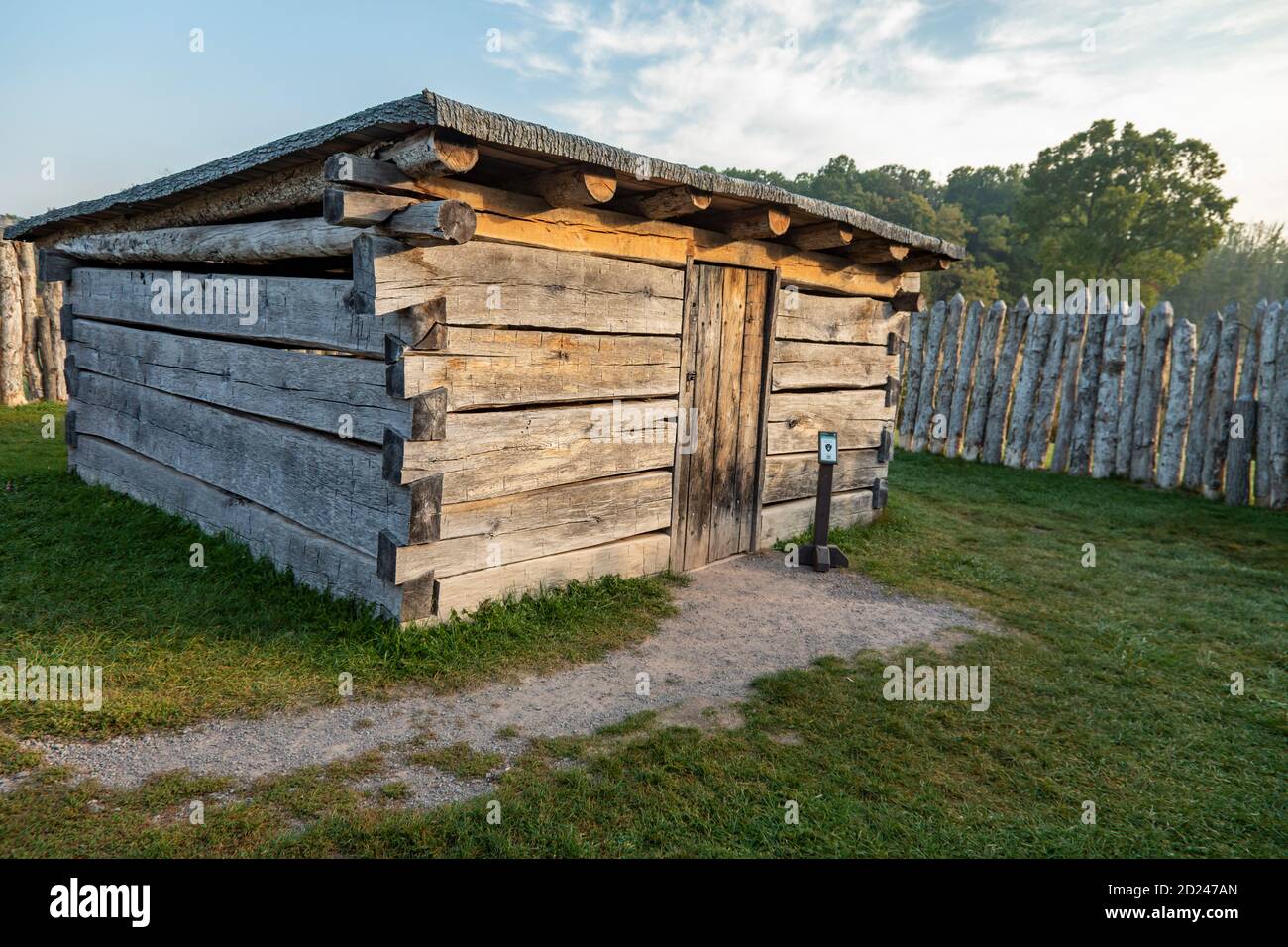 Farmington, Pennsylvania - campo di battaglia nazionale di Fort necessariamente. In una battaglia del 1754, all'inizio della guerra francese e indiana, il Colon britannico George Washington Foto Stock