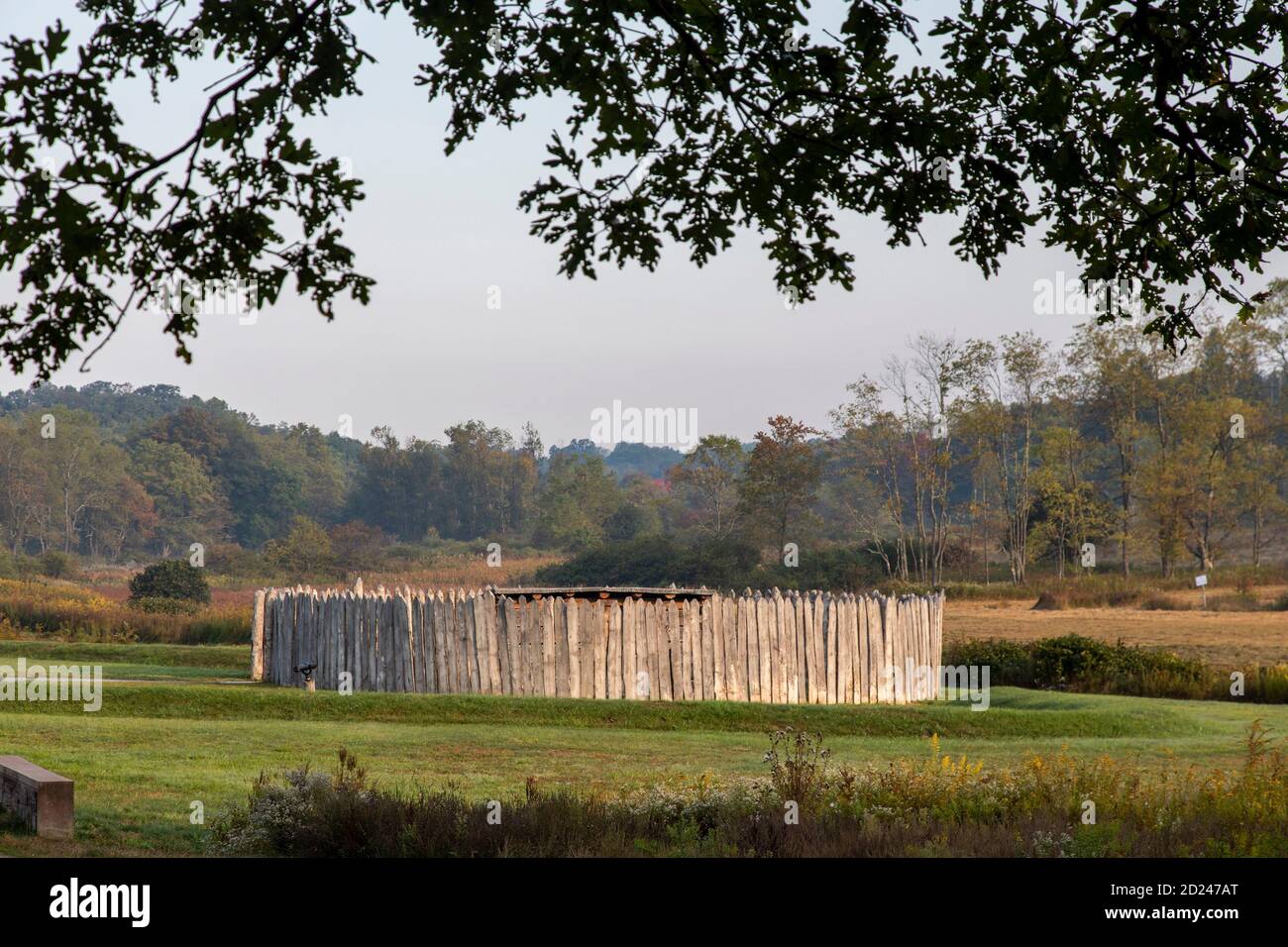 Farmington, Pennsylvania - campo di battaglia nazionale di Fort necessariamente. In una battaglia del 1754, all'inizio della guerra francese e indiana, il Colon britannico George Washington Foto Stock