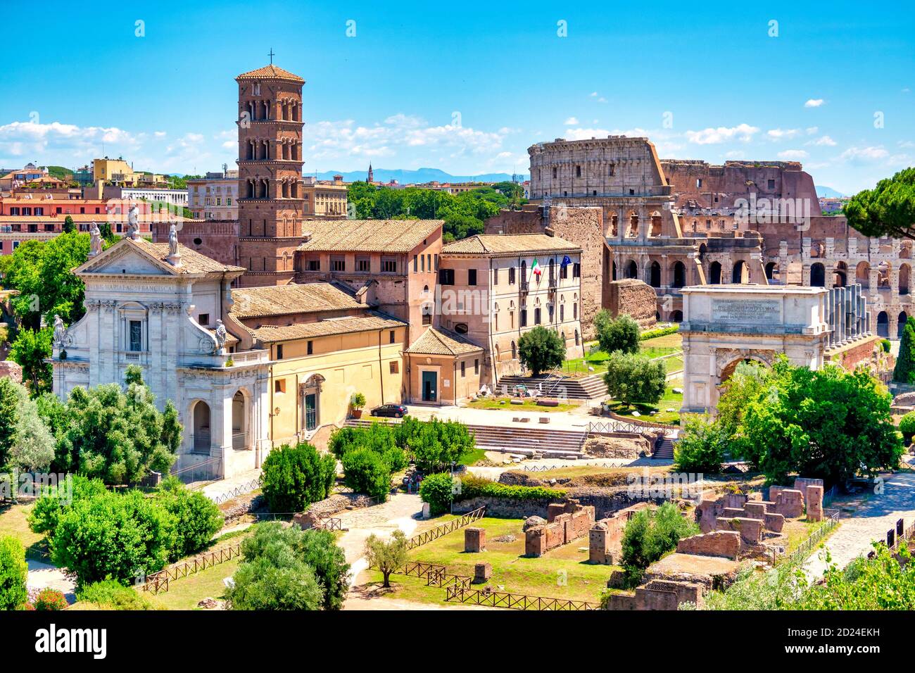 Vista del forum romano, Roma, Italia Foto Stock