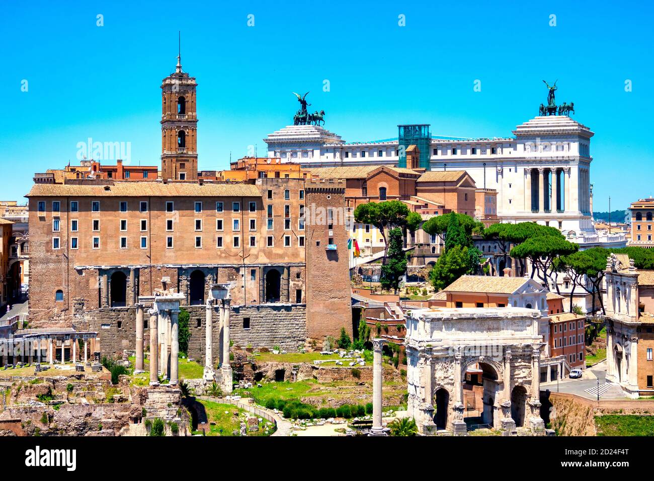 Vista posteriore del Campidoglio dal Foro Romano, Roma Italia Foto Stock
