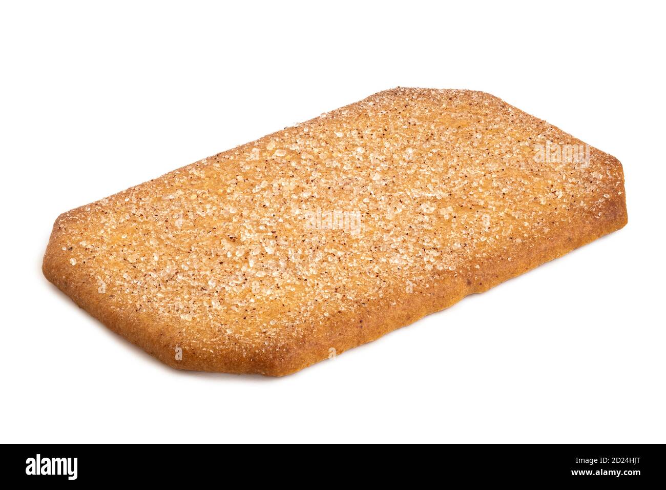 Biscotto rettangolare alla cannella rivestito di zucchero isolato su bianco. Foto Stock