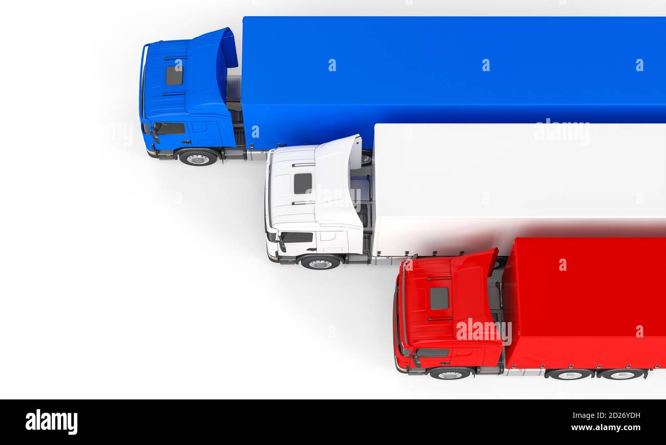 camion con bandiera blu rossa e bianca. rendering 3d Foto Stock