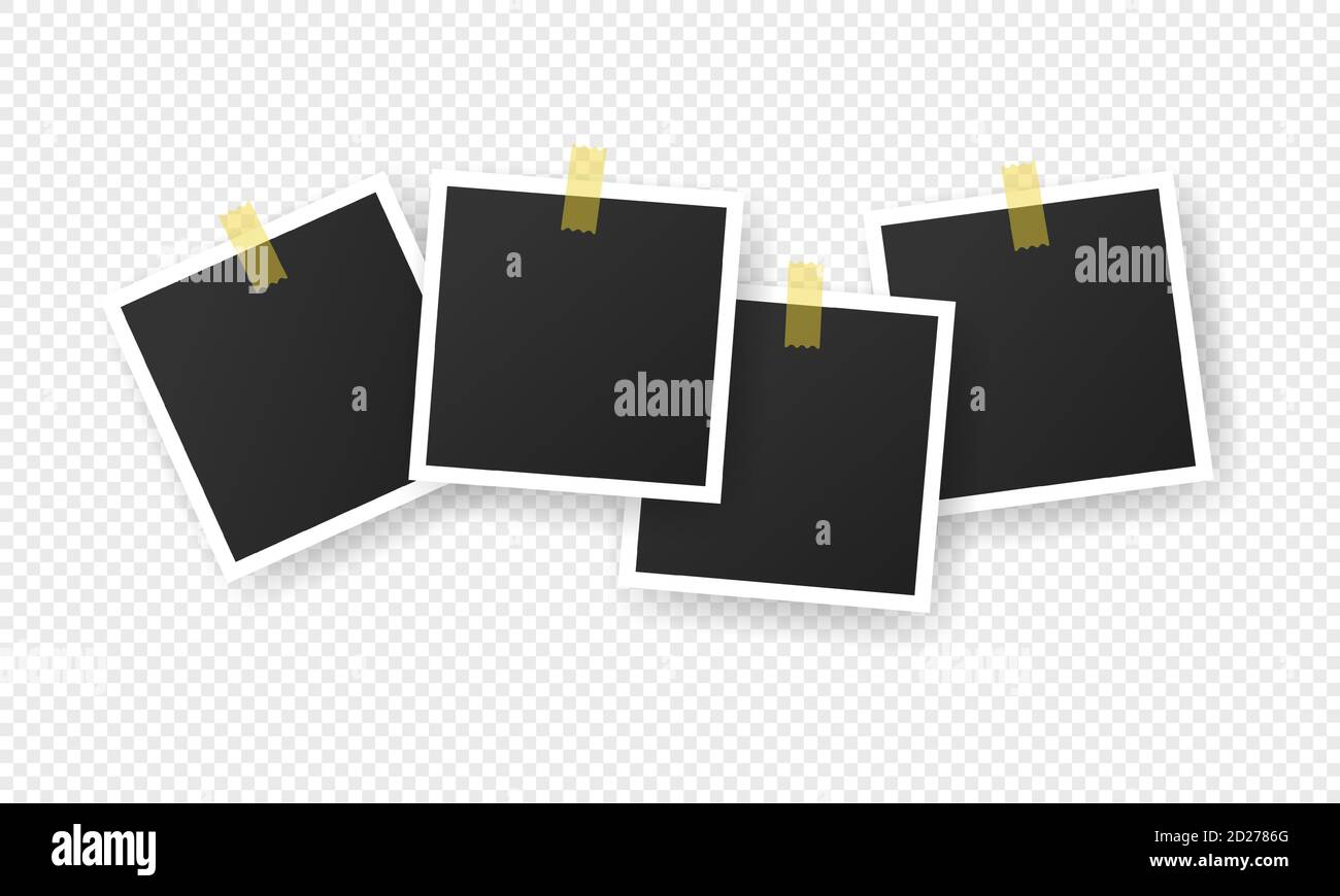 Design mockup cornice fotografica. Nastro adesivo. Immagine. Vettore su sfondo isolato trasparente. EPS 10 Illustrazione Vettoriale