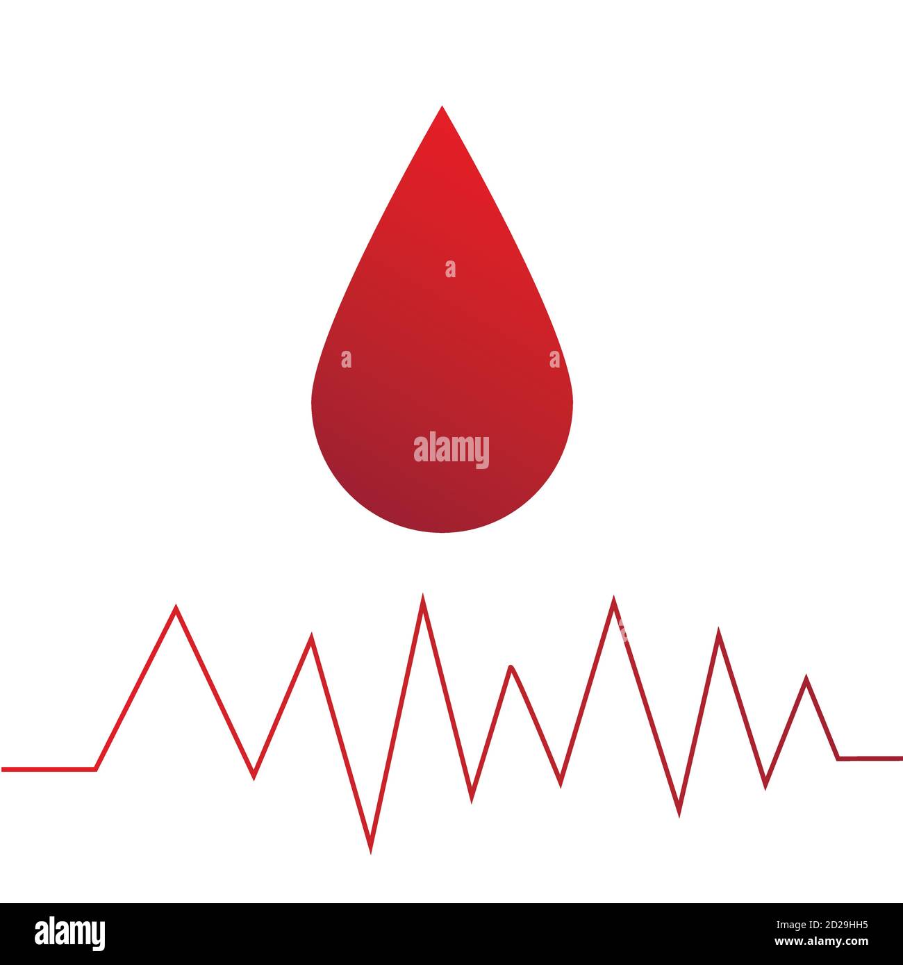 Goccia di gradiente di colore rosso del sangue e un cardiogramma. Illustrazione Vettoriale