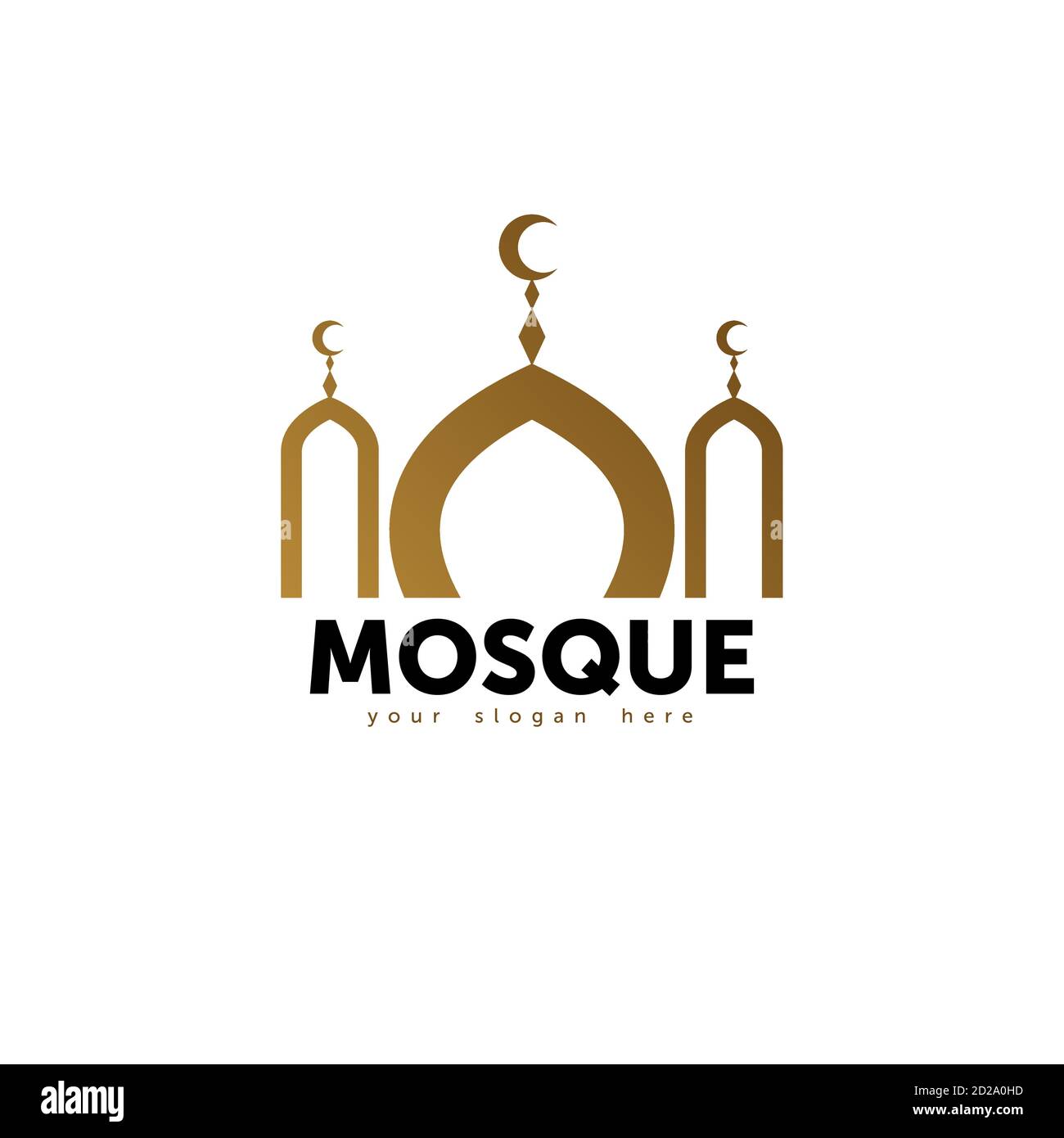 Gold Arabo porte e moschea architettura art logo set vettoriale design Illustrazione Vettoriale