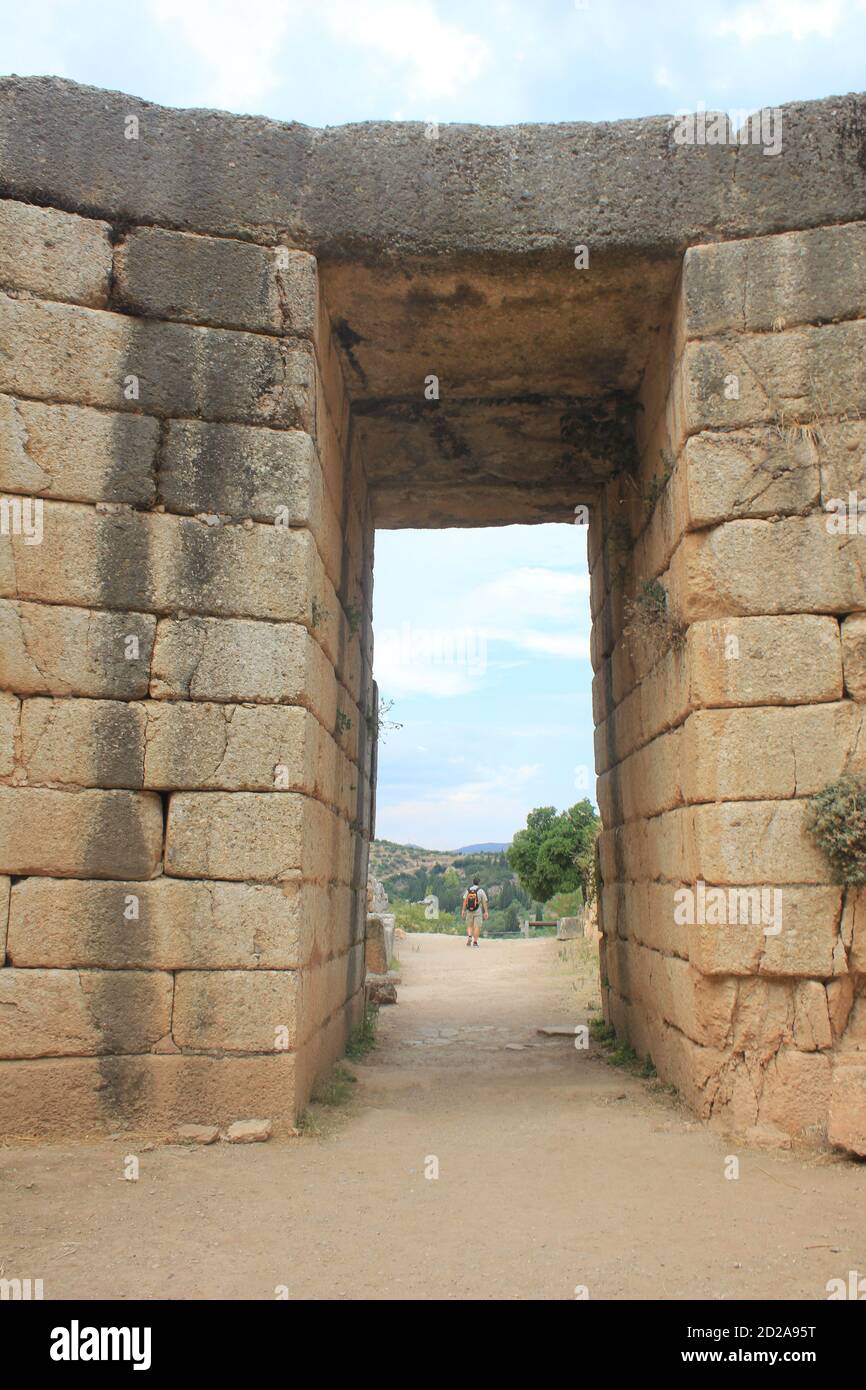 Il sito archeologico di Mycinae, patrimonio mondiale dell'UNESCO, nel Peloponneso, in Grecia Foto Stock