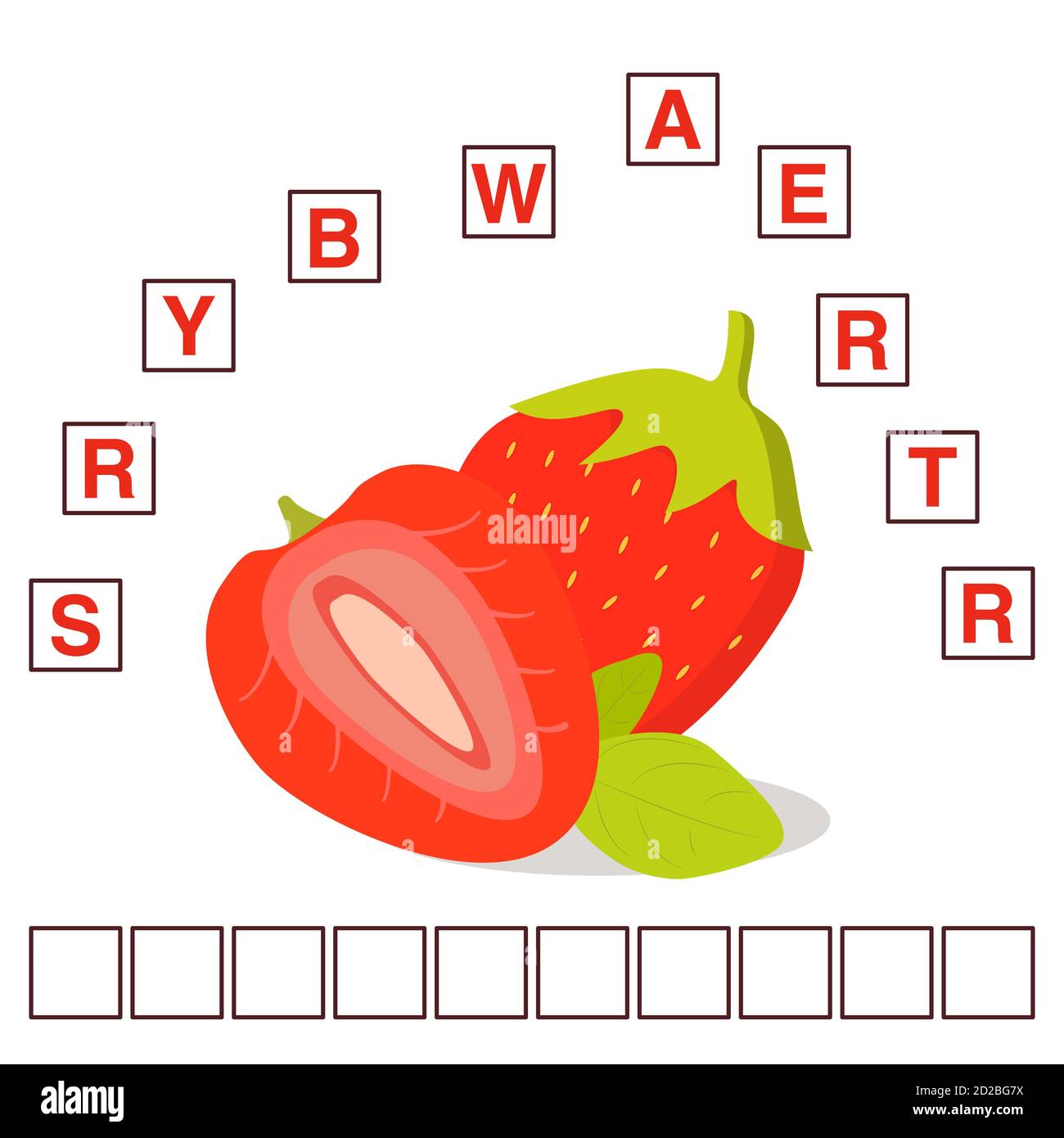 Parole di gioco puzzle maturo fragola crossword gioco. Illustrazione Vettoriale
