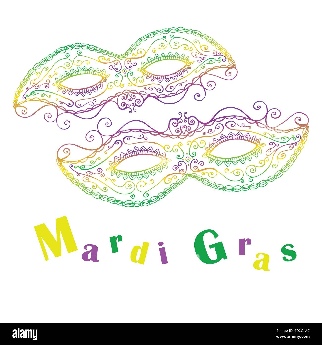 Mardi Gras decorativo celebrativo due maschere. Illustrazione Vettoriale