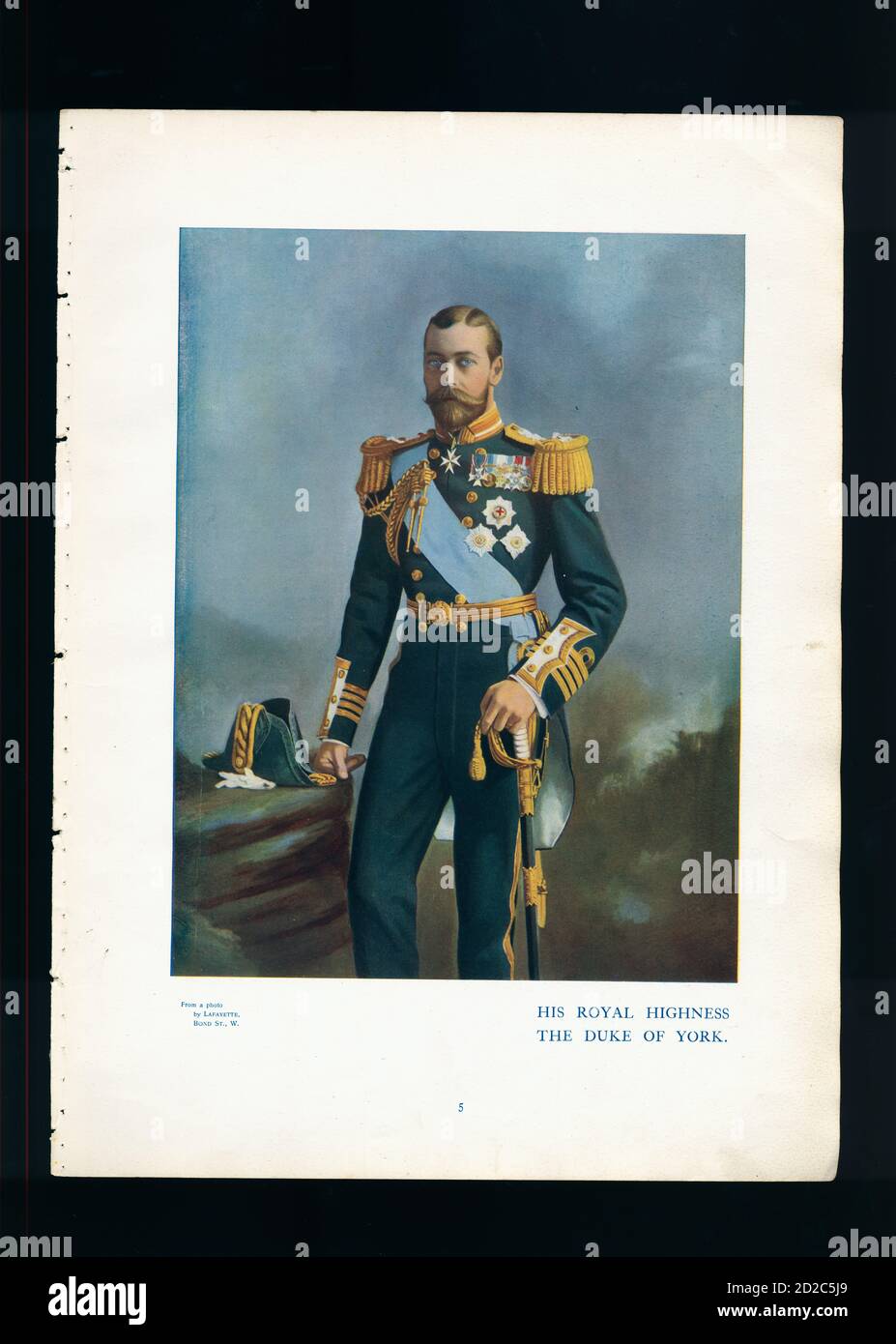 Ritratto Chromolitografico di Giorgio V, re del Regno Unito (3 giugno 1865 – 20 gennaio 1936). Regnò dal 6 maggio 1910 fino alla sua morte il 20 Foto Stock